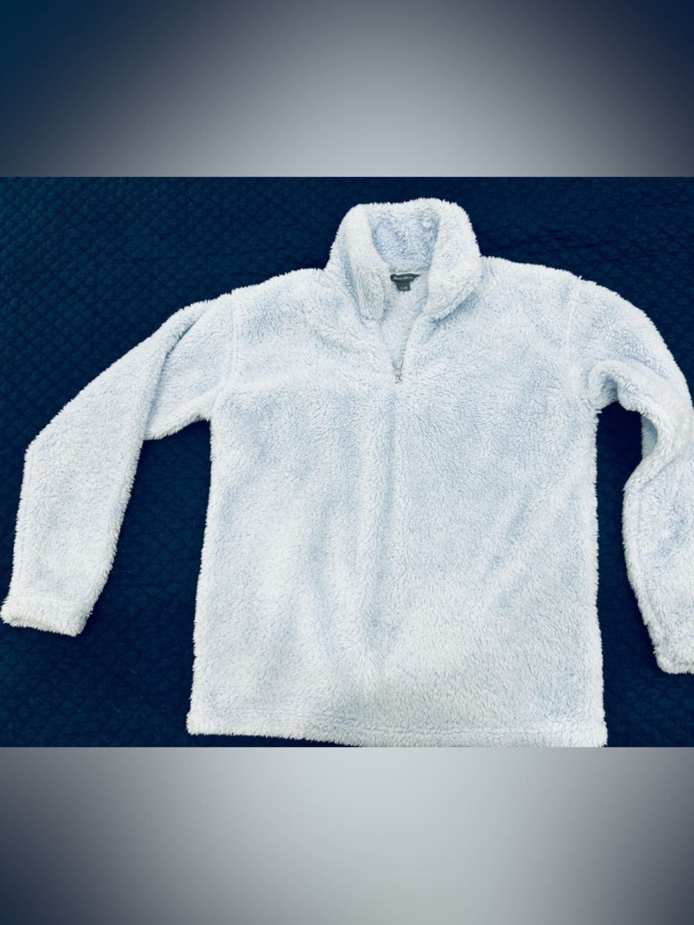 Cozy Women's Powder Blue Sherpa Quarter-Zip Pullover Sweater